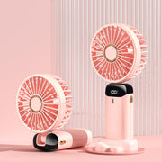 USB Rechargeable Mini Portable Handheld Electric Fan Foldable Neck Hanging Outdoor Fan Adjustable 5 Speed Powerful Air Cooler