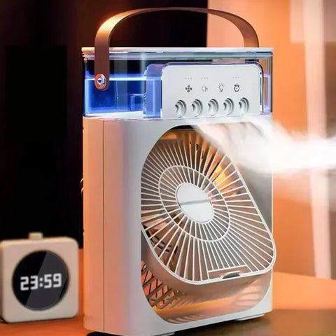 Portable Humidifier Fan Air Conditioners USB Electric Fan LED Night Light Water Mist Fun 3 in 1 Air Cooler Humidifie for Home