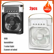 Portable Humidifier Fan Air Conditioners USB Electric Fan LED Night Light Water Mist Fun 3 in 1 Air Cooler Humidifie for Home